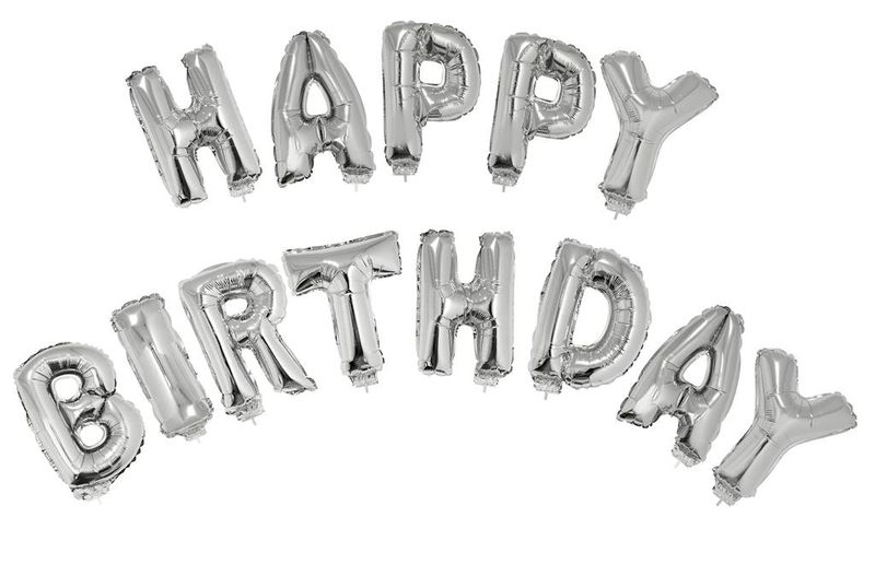 Folienballon Set Schriftzug Happy Birthday 16" silber