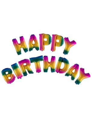Regenbogen Folienballon Set Schriftzug Happy Birthday 16 Regenbogen Folienballon Set Schriftzug Happy Birthday 16"