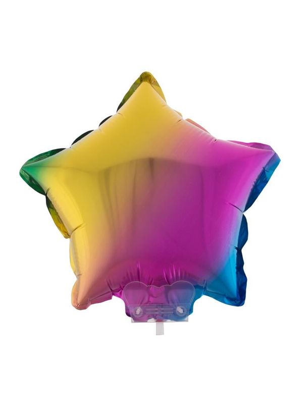Regenbogen Folienballon Stern mit Stab 11"