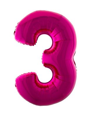 XXL Folienballon Zahl 3 Pink 102cm