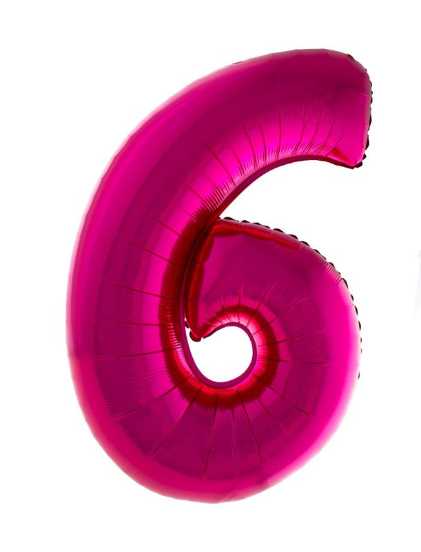 XXL Folienballon Zahl 6 Pink 102cm