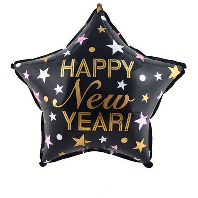 Folienballon Stern Happy New Year 45cm Folienballon Stern Happy New Year 45cm
