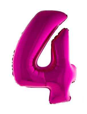 Folieballon 102m cijfer 4 roze Folieballon 102m cijfer 4 roze
