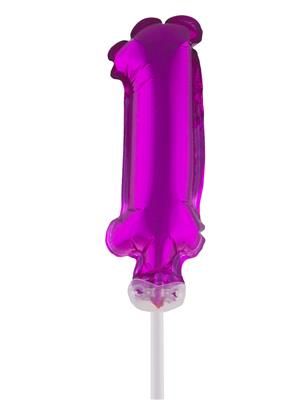 Folienballon mit Stab 25cm  - Zahl 1 rosa