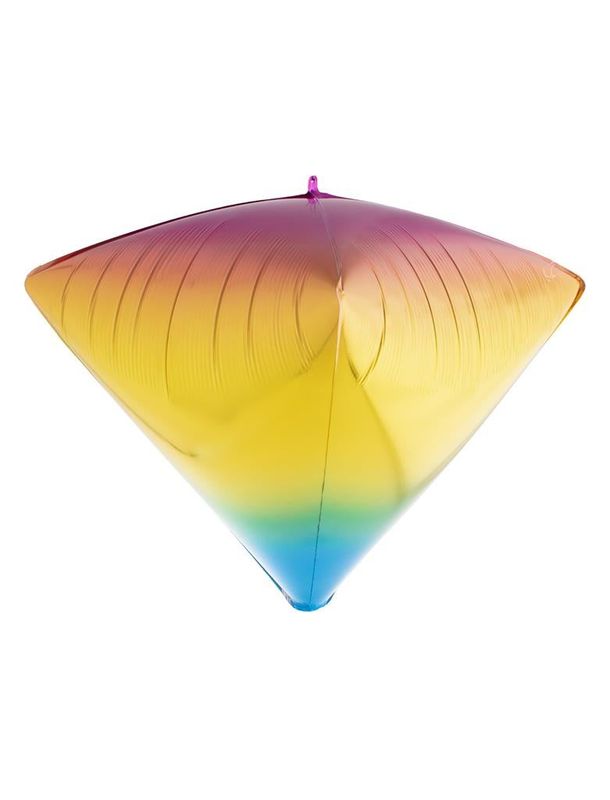Folienballon 61cm 3D Diamant Regenbogen