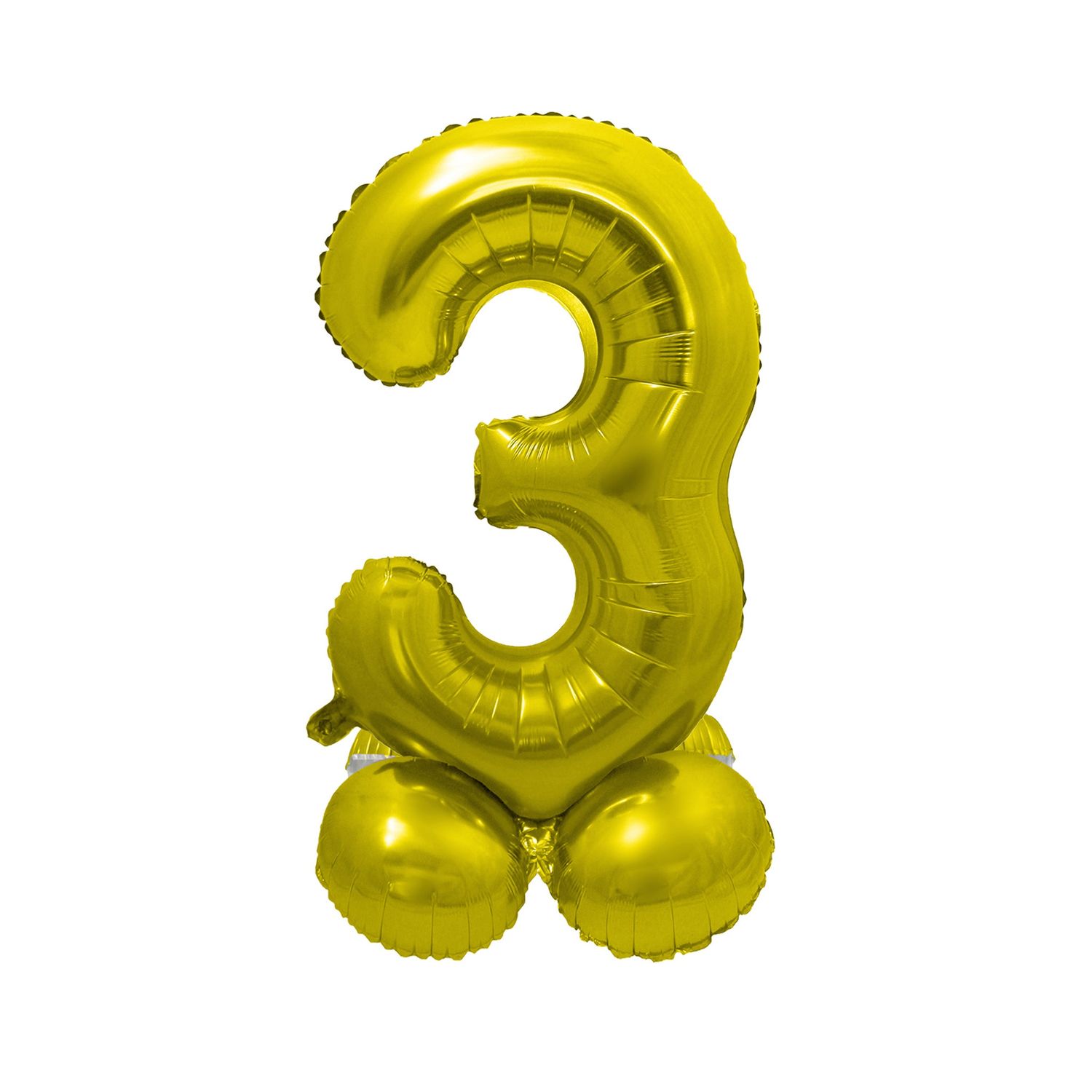 Folienballon Stehend Zahl 3 Gold 22"