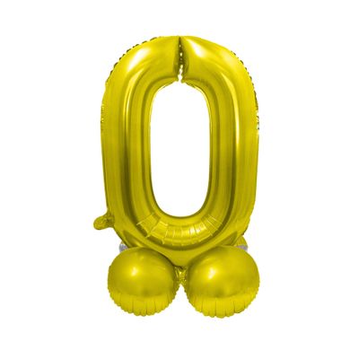 Folienballon Stehend Zahl 0 Gold 22"