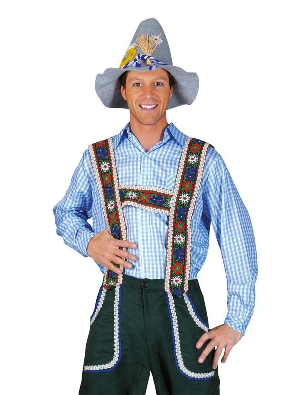 Tirolerhemd kariert Herren Blau/Weiß