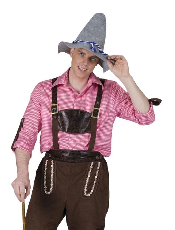 Tirolerhemd kariert Herren Rosa/Weiß