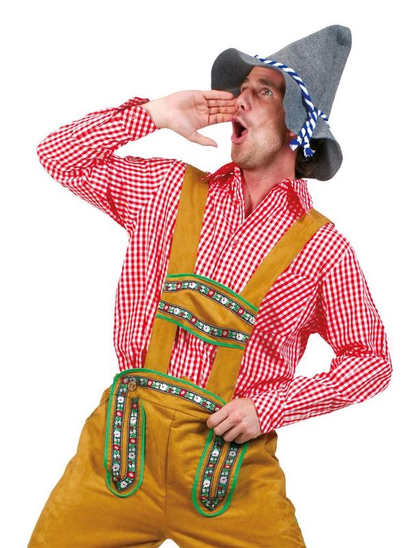Tirolerhemd kariert Herren Rot/Weiß