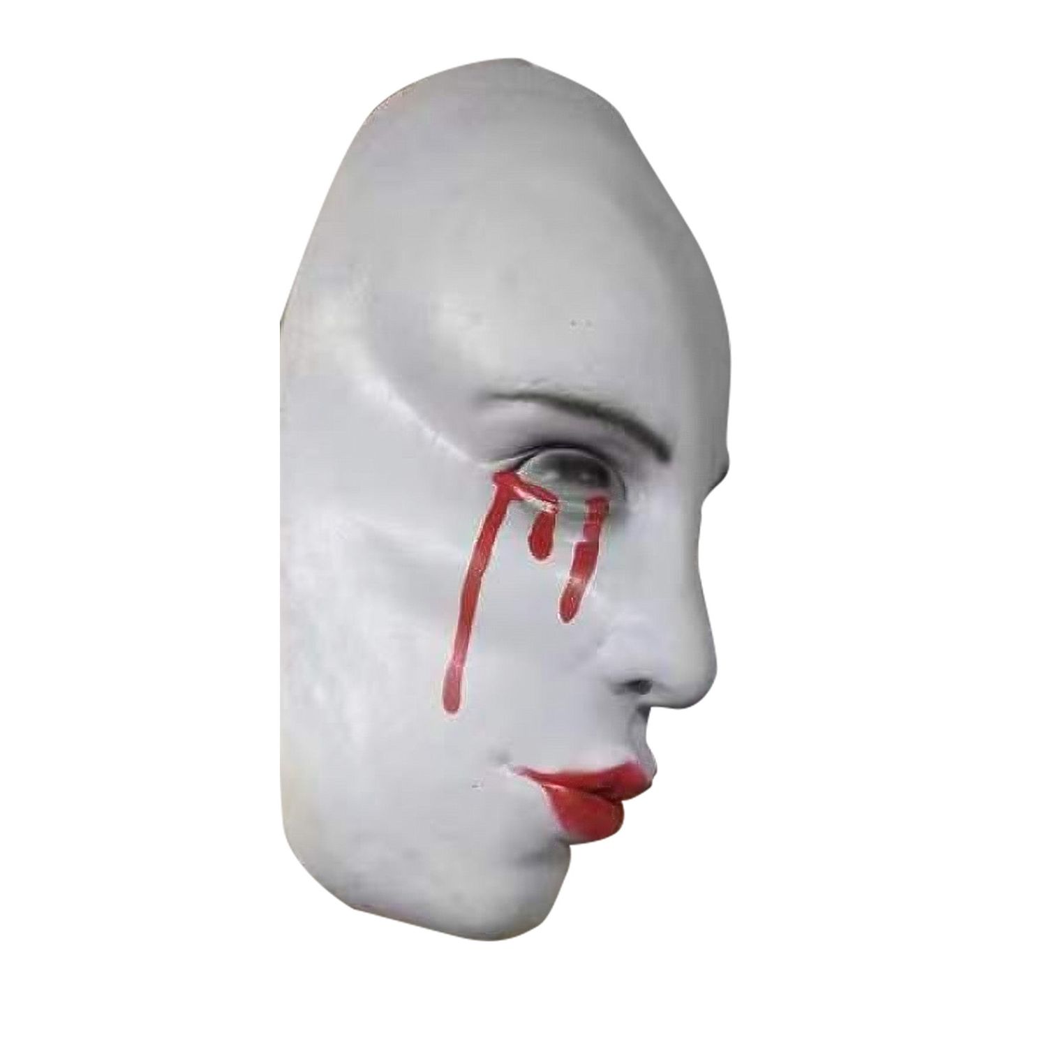 Weiße Maske mit blutenden Augen