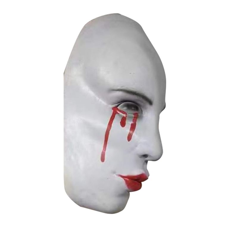 Weiße Maske mit blutenden Augen