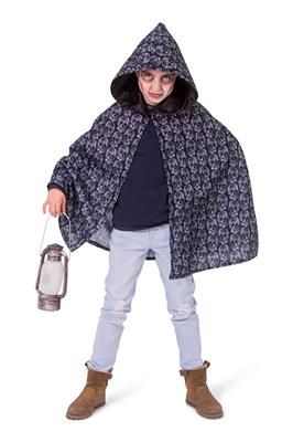 Umhang Schädel Kind Schwarz/Weiß