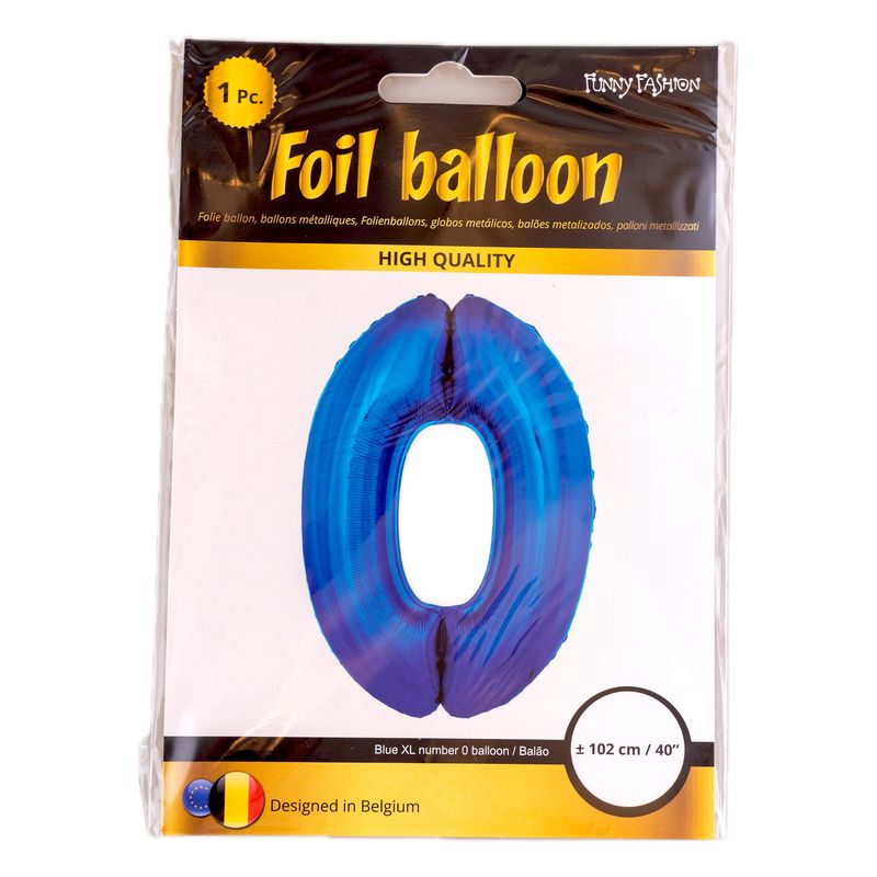 XXL Folienballon Zahl 0 Blau 102cm