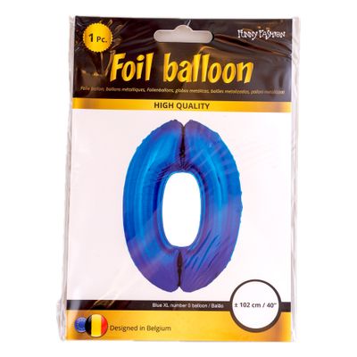 Folieballon 102m cijfer 0 Blauw