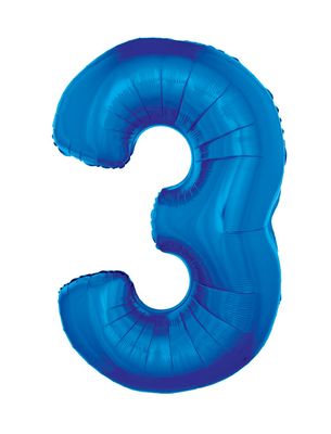 XXL Folienballon Zahl 3 Blau 102cm XXL Folienballon Zahl 3 Blau 102cm