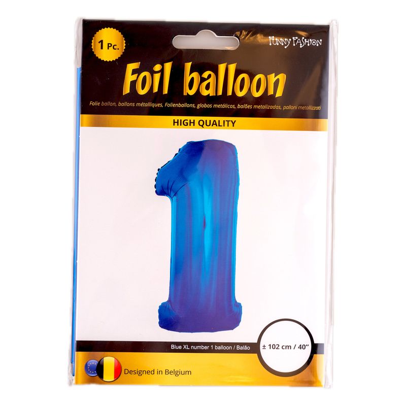 XXL Folienballon Zahl 1 Blau 102cm