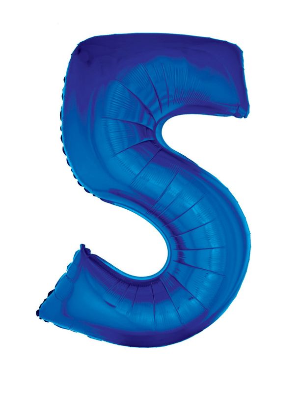 XXL Folienballon Zahl 5 Blau 102cm