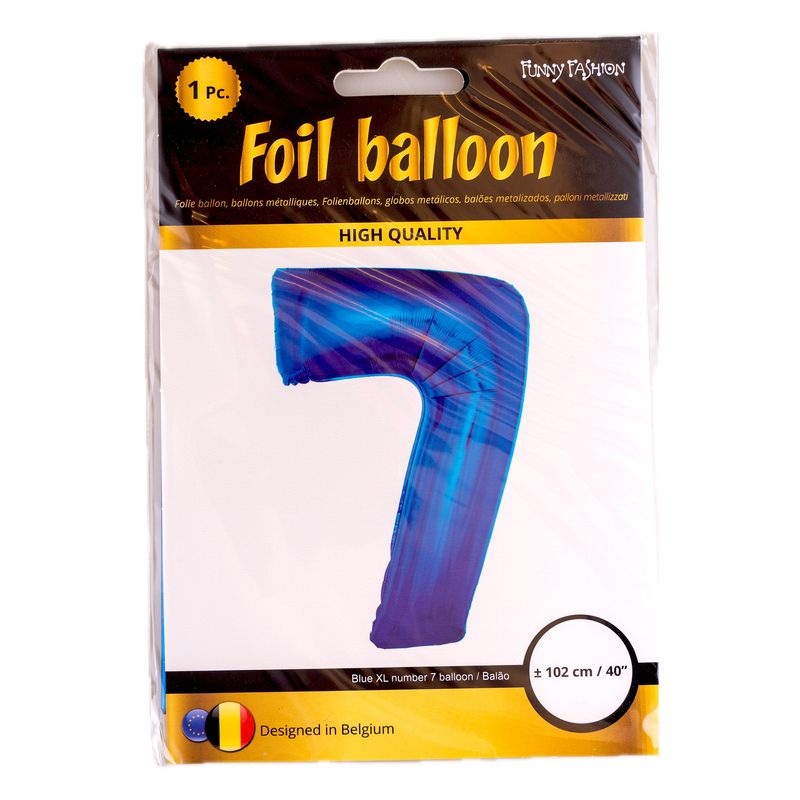 XXL Folienballon Zahl 7 Blau 102cm