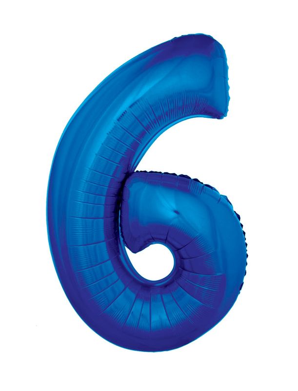 XXL Folienballon Zahl 6 Blau 102cm
