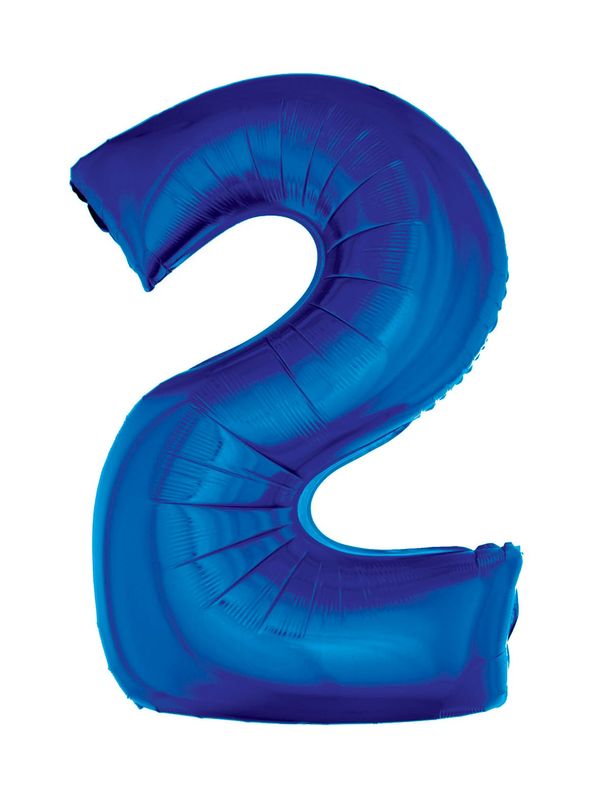 XXL Folienballon Zahl 2 Blau 102cm