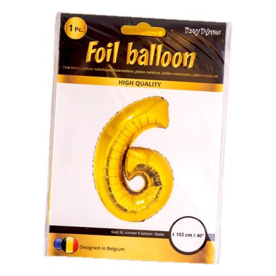 XXL Folienballon Zahl 6 Gold 102cm