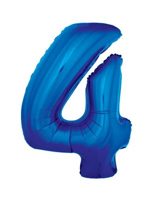 XXL Folienballon Zahl 4 Blau 102cm