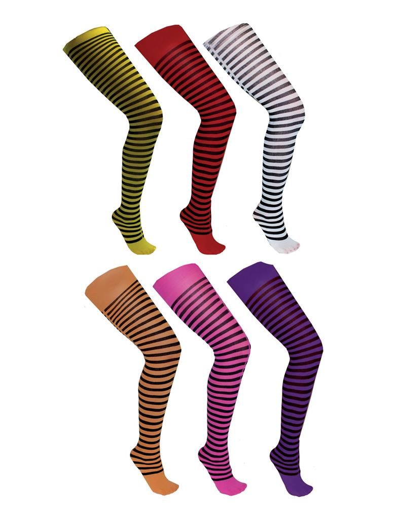 Panty met zwarte strepen 6 kleuren Panty met zwarte strepen 6 kleuren