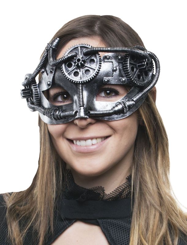 Steampunk Maske silber