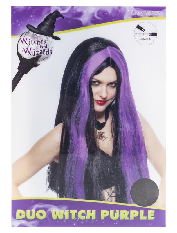 Perücke Hexina Schwarz/Lila
