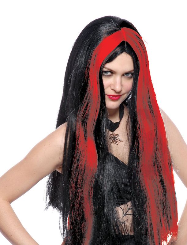 Perücke Hexina Schwarz/Rot Perücke Hexina Schwarz/Rot