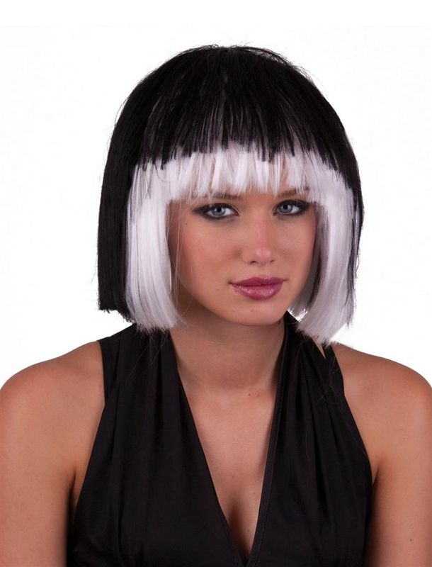Perücke Sexy Lola schwarz/Weiß