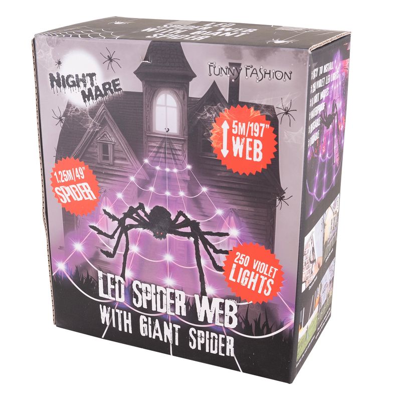 LED Spinnennetz mit Spinne 5M Dreieckig
