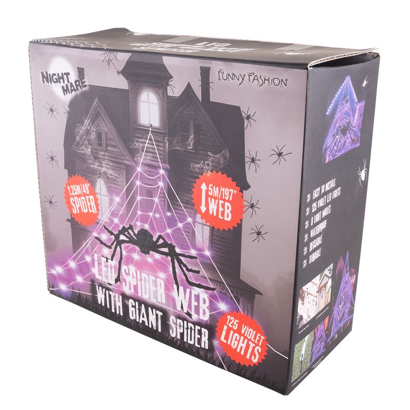 LED Spinnennetz mit Spinne 5M Klassisch