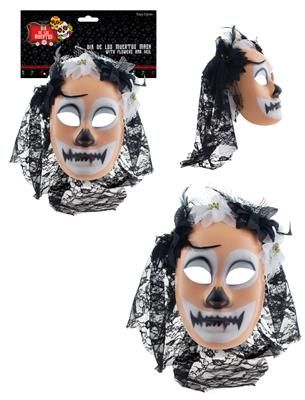 Maske Dia de los Muertos mit Schleier Maske Dia de los Muertos mit Schleier