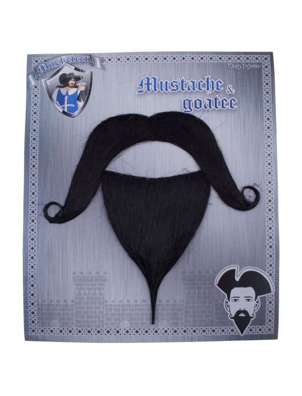 Musketier Schnurr- und Kinnbart schwarz
