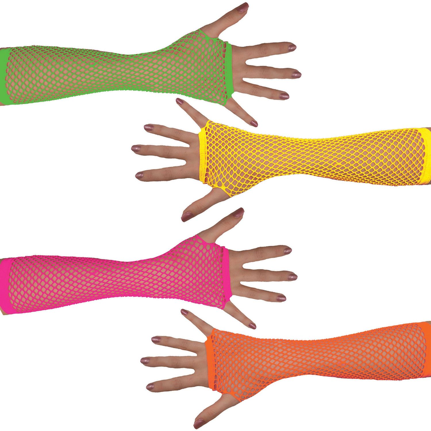 Handschoenen net lang fluo 4 kleuren