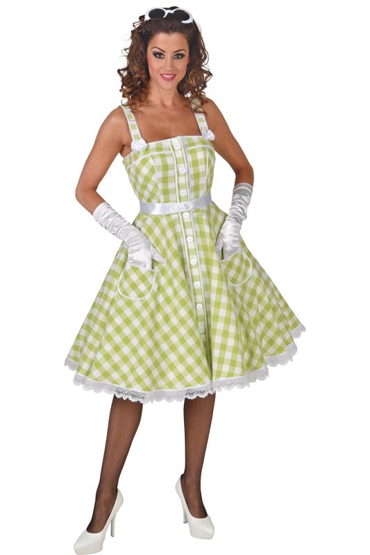 Kleid Kariert 50er Rock'n Roll Lime