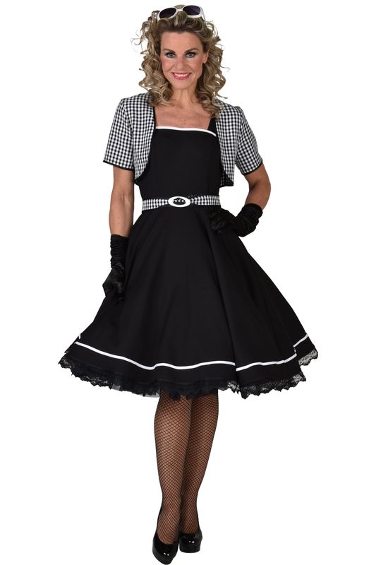Kleid 50er 3-tlg Schwarz/Weiß
