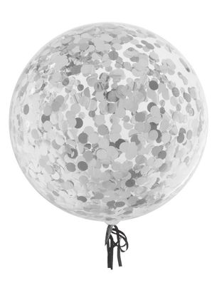 Konfettiballon 45cm Silber