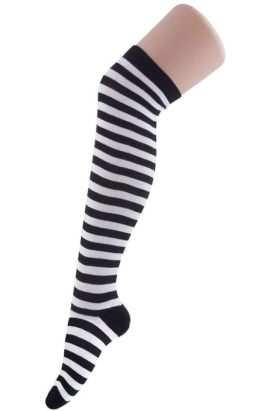 Kniestrümpfe Gestreift 50cm Schwarz/Weiß