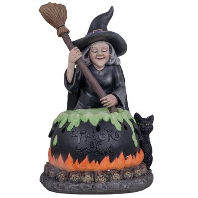 Halloween Hexe mit Licht und Rauch 25cm