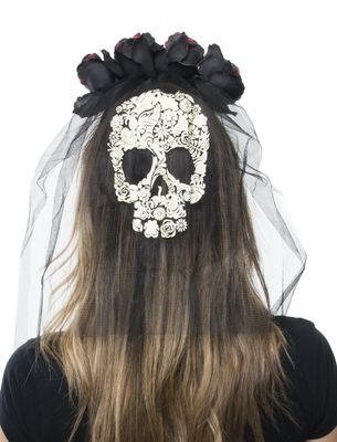 Diadeem met zwarte rozen Diadeem met zwarte rozen