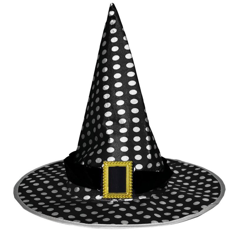 Hexenhut Schwarz mit weißen Punkten