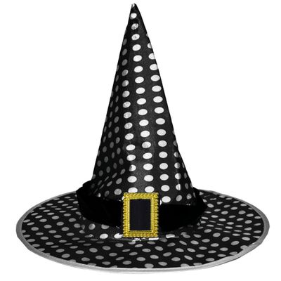 Hexenhut Schwarz mit weißen Punkten