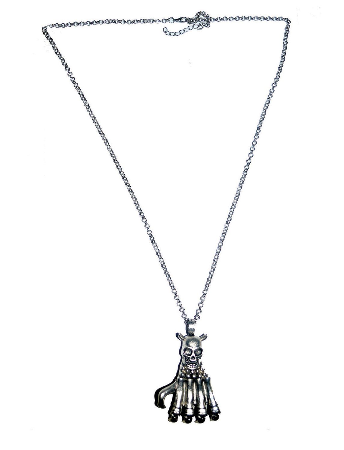 Halskette Skeletthand mit Totenkopf