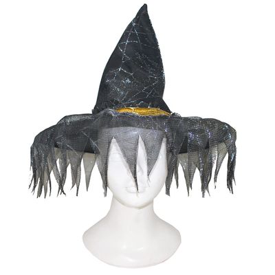 Hexenhut glitzerndem Spinnwebendruck