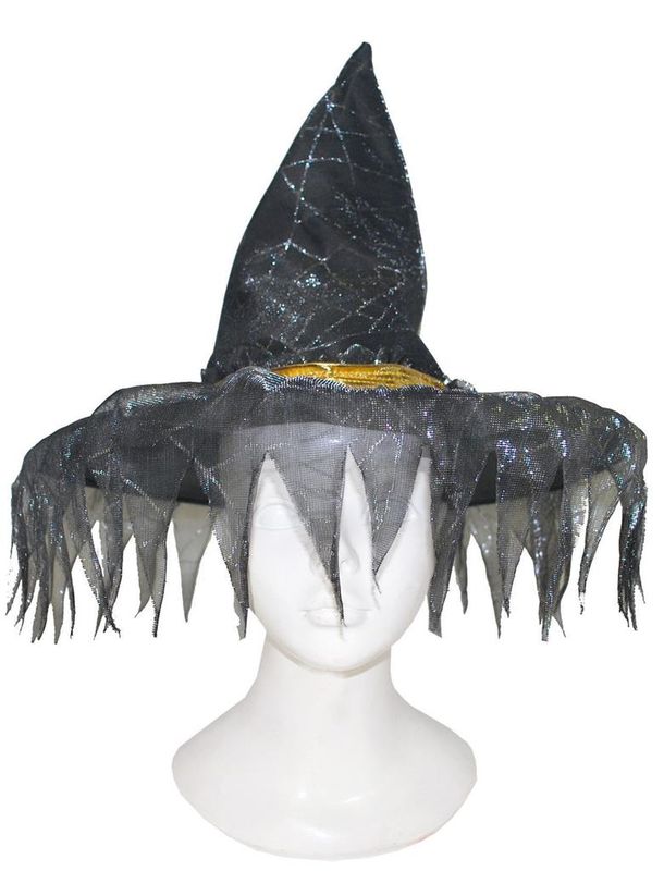 Hexenhut glitzerndem Spinnwebendruck Hexenhut glitzerndem Spinnwebendruck