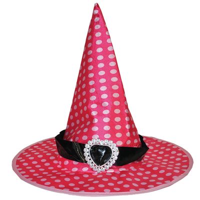 Heksenhoed roze met witte punten