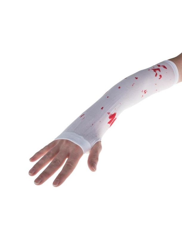 Fingerlose Handschuhe lang mit Blut